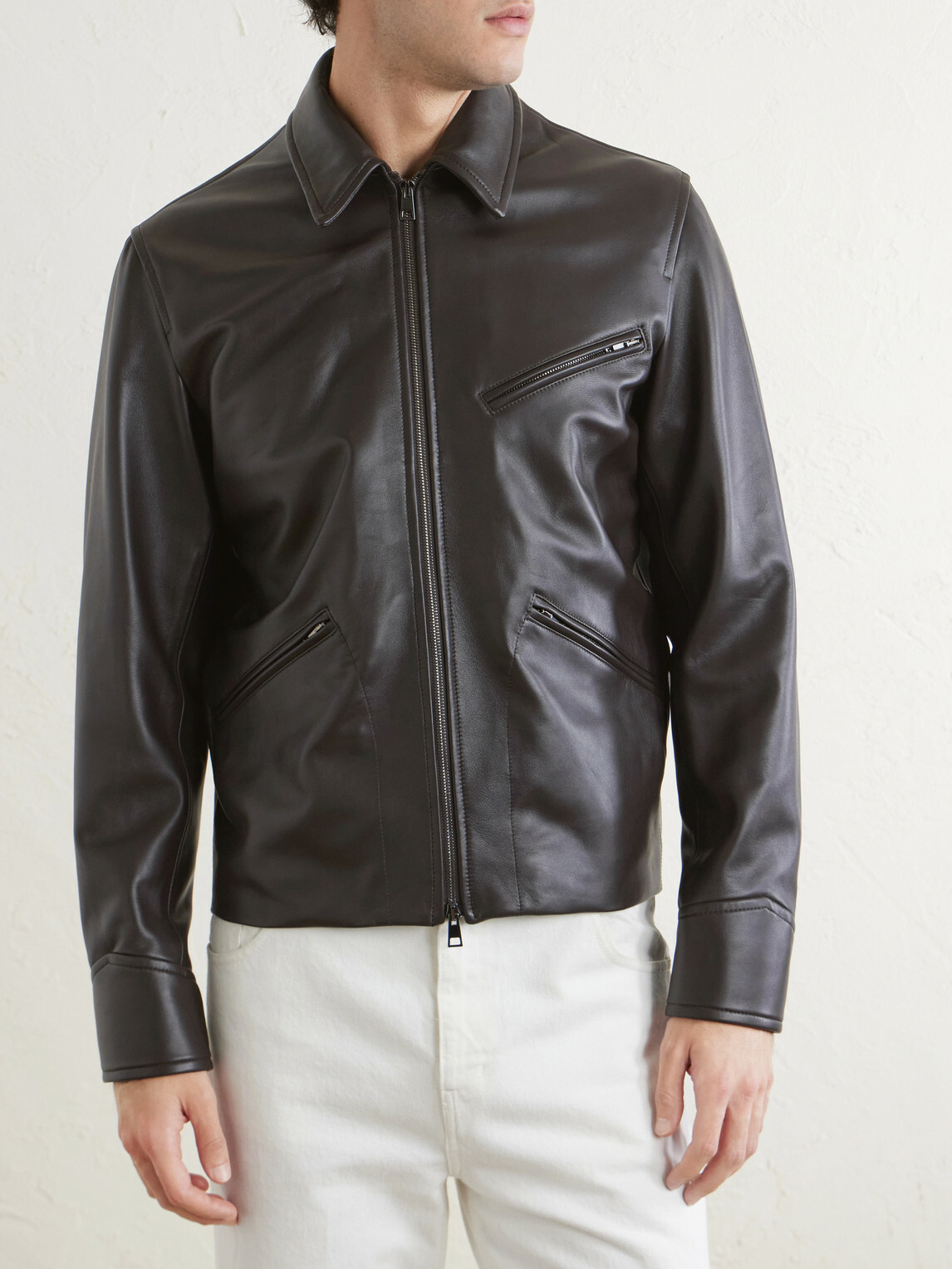 J. Mueser - Racer Leather Jacket - Brown