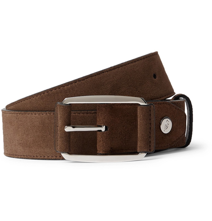 Photo: BRIONI - 3.5cm Suede Belt - Brown