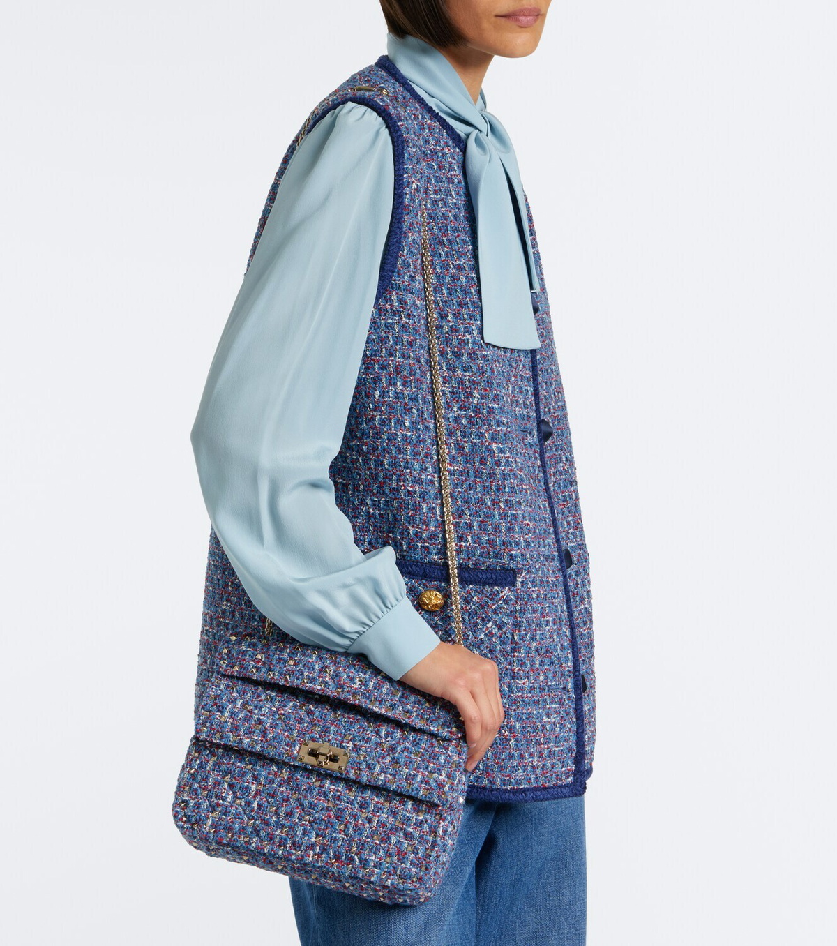 Valentino Garavani Rockstud Spike Medium tweed top-handle bag