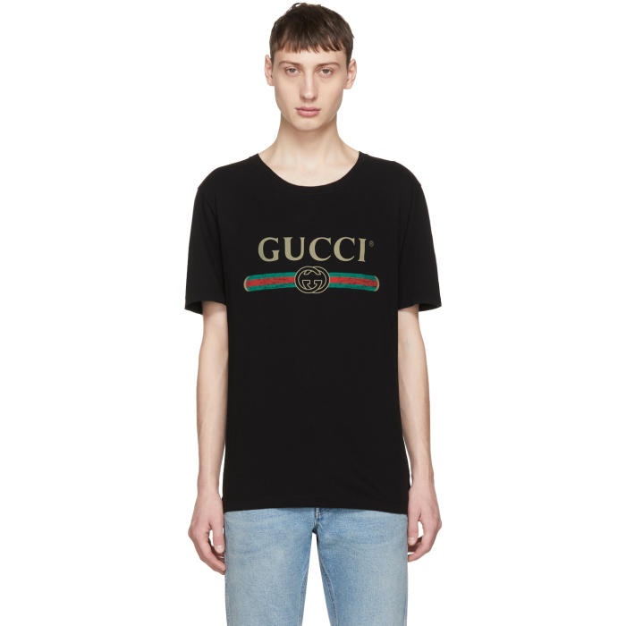 Photo: Gucci Black Classic Logo T-Shirt 