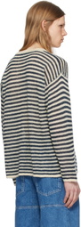 SUNNEI Off-White & Navy Striped Mohair Sweater