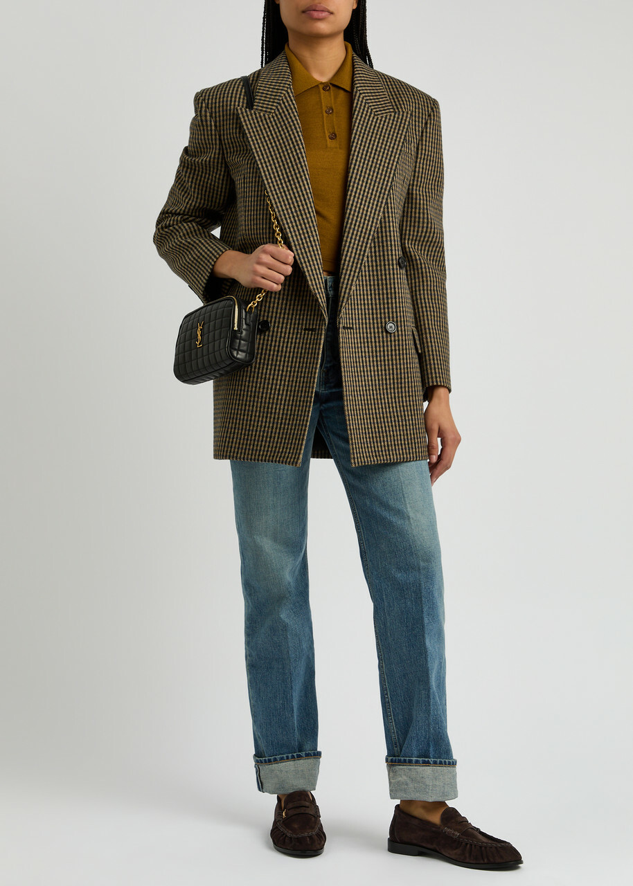 Saint Laurent Le Loafer Logo Suede Loafers Brown