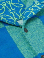 LOEWE - Paula's Ibiza Camp-Collar Cotton-Blend Terry-Jacquard Shirt - Blue