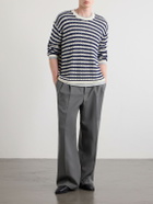 Aimé Leon Dore - Eyelet Striped Open-Knit Cotton Sweater - Blue