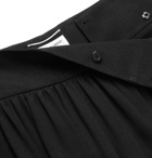 SAINT LAURENT - Pleated Glittered Silk-Blend Trousers - Black