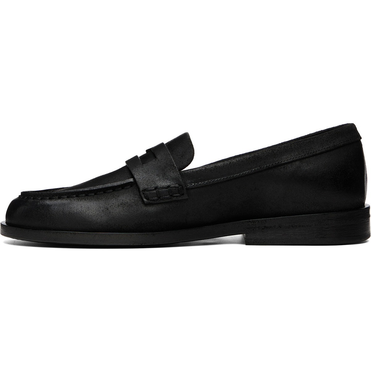 Marsèll Black Mocasso Waxed Reversed Leather Loafers