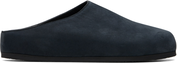 Photo: Studio Nicholson Navy Wearing Nabuk Clog Flats