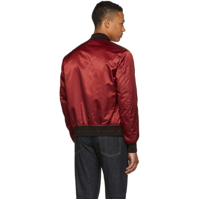 Givenchy Red Nylon Sleeve Patch Bomber Jacket Givenchy