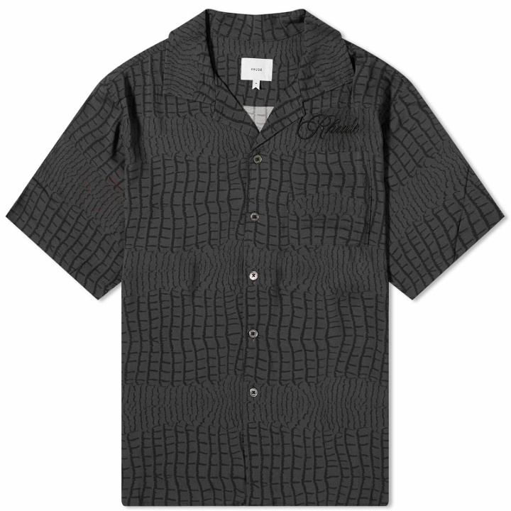 Photo: Rhude Men's Rayon Croc Print Vacation Shirt in Black