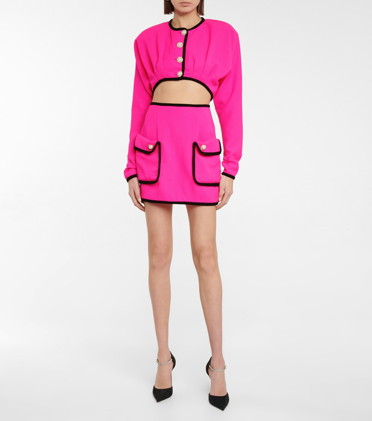 Rodarte - Embellished high-rise wool miniskirt