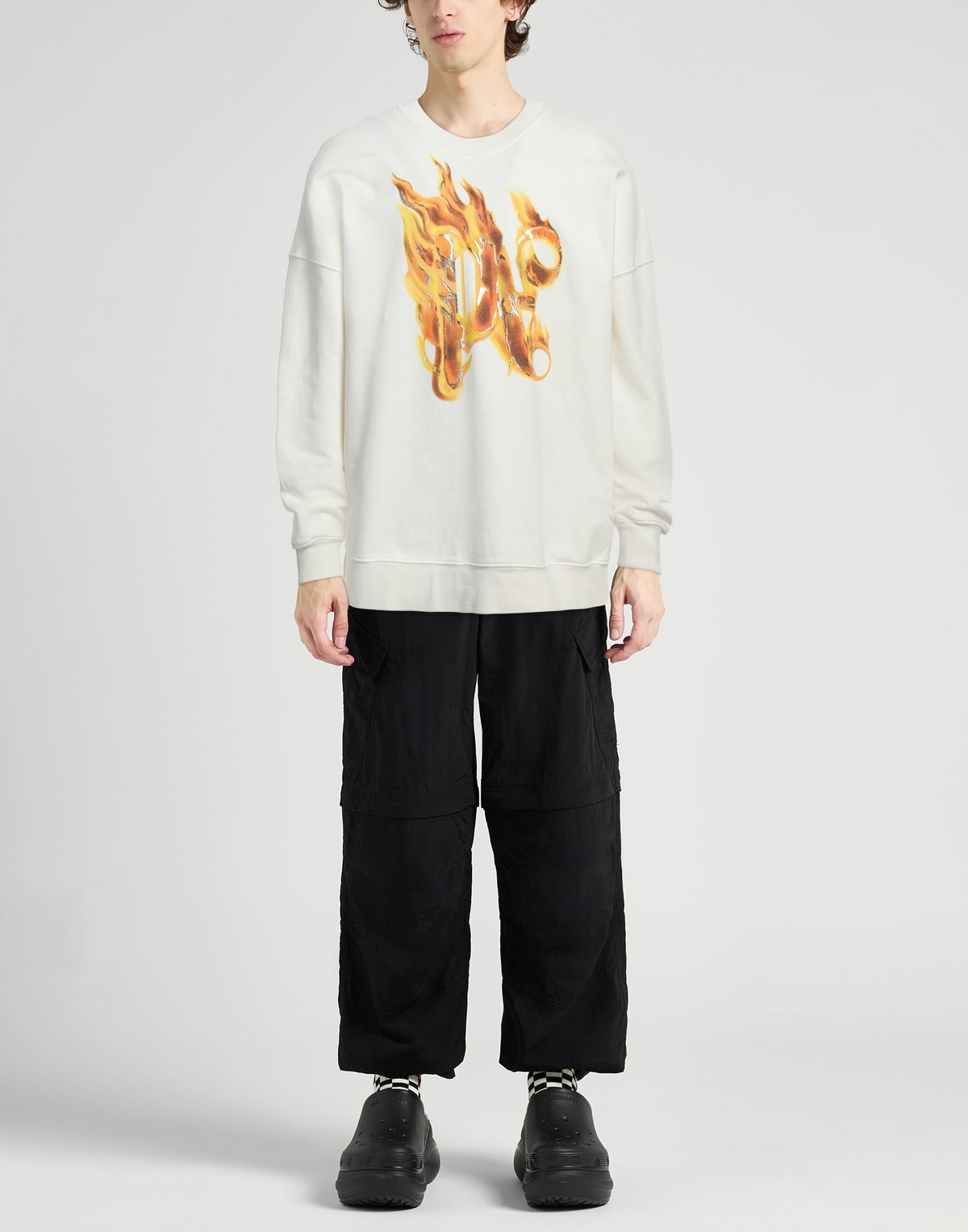 Palm Angels Mens Sweatshirt in Off white