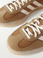 adidas Originals - Gazelle Indoor Leather and Nubuck-Trimmed Basketweave Cotton Sneakers - Brown
