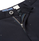 Blue Blue Japan - Navy Embroidered Wool-Blend Twill Trousers - Blue