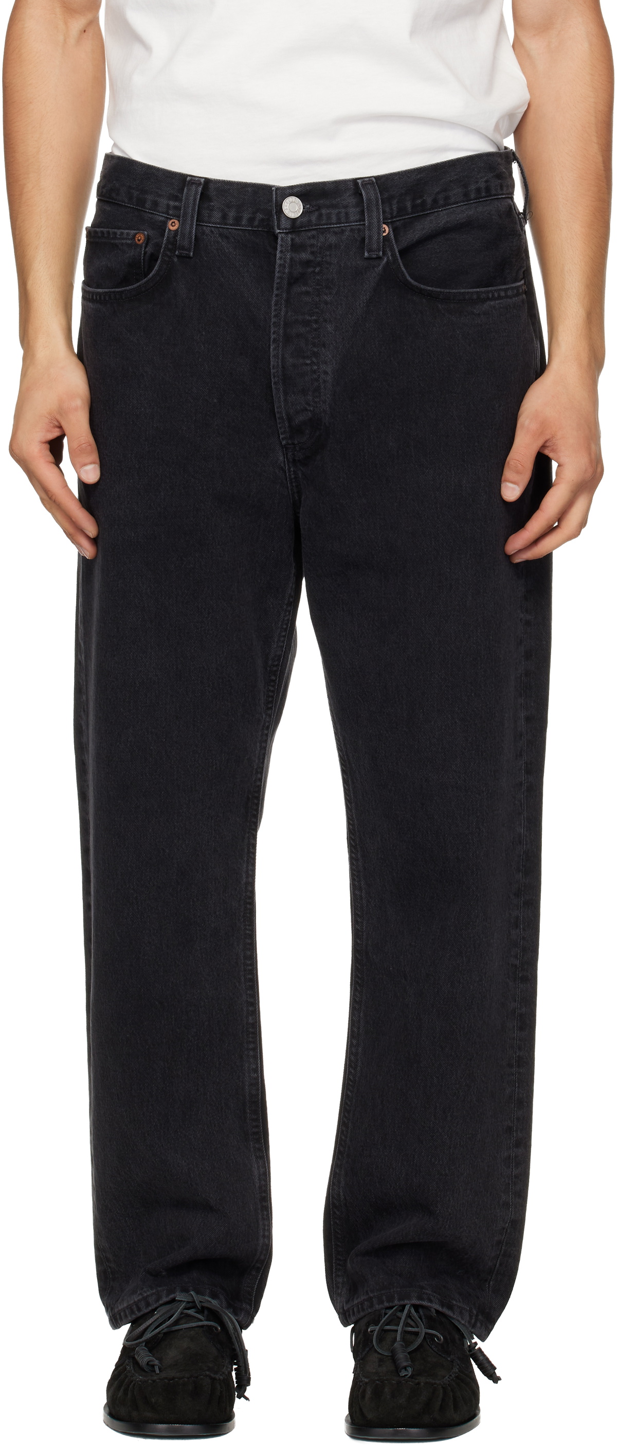 NO/FAITH STUDIOS Black Heavy Denim Cargo Pants