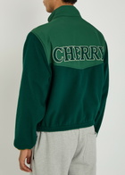 Cherry Los Angeles Racing Appliquéd Panelled Fleece Jacket Green
