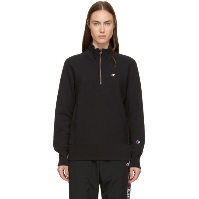 Photo: Champion Reverse Weave Black Half-Zip Sweatshirt