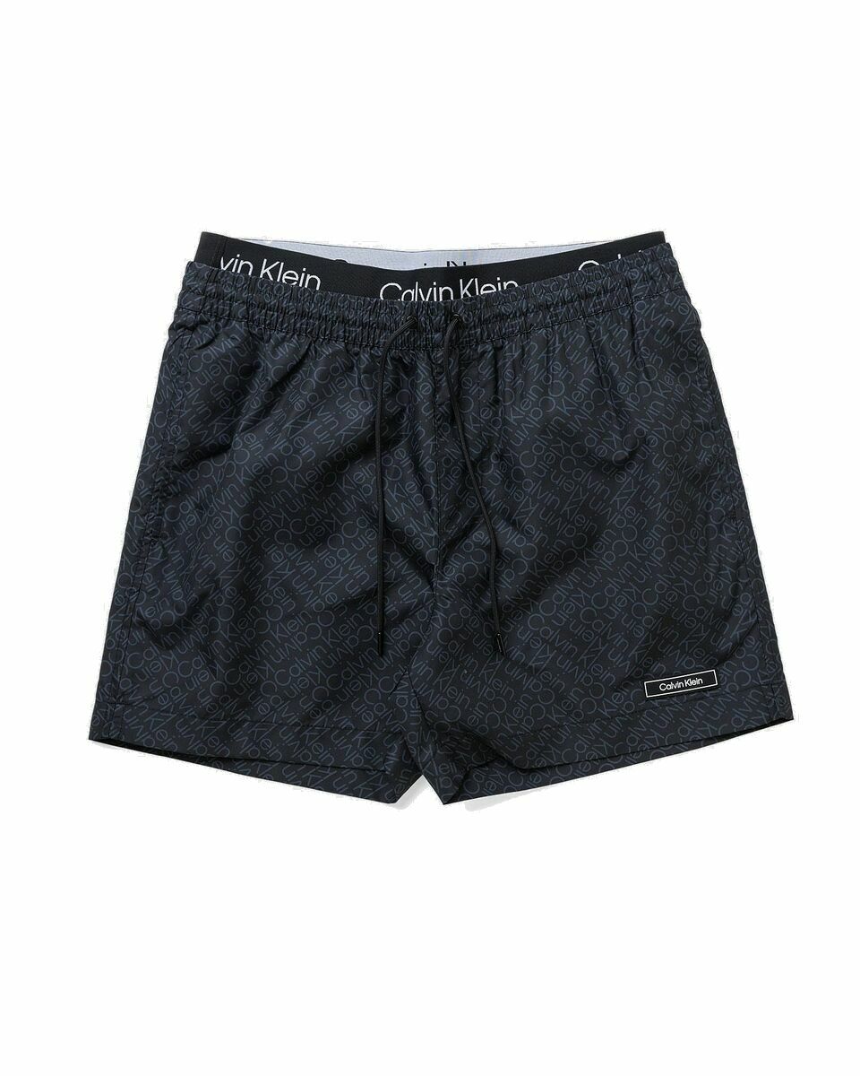 Photo: Calvin Klein Underwear Medium Double Waistband Print Swimshorts Grey - Mens - Swimwear
