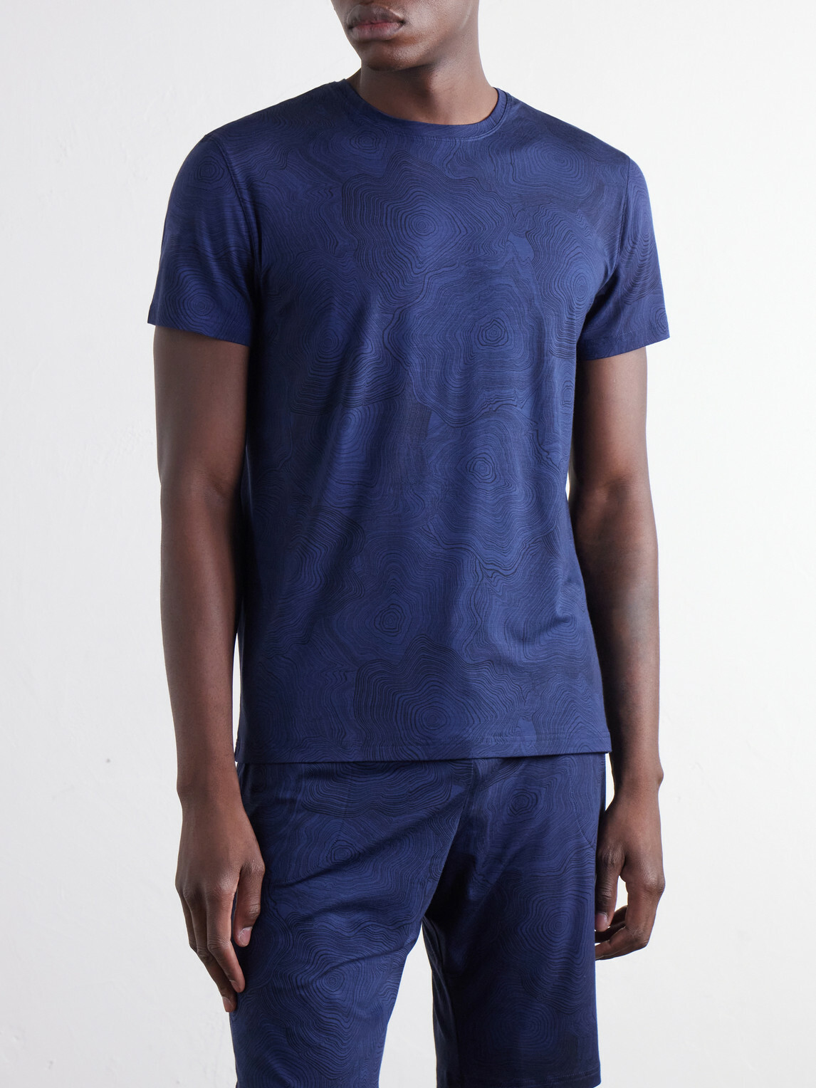 Derek Rose - London Printed Modal-Blend Jersey Pyjama T-Shirt - Blue