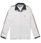 Brunello Cucinelli - Webbing and Shell-Trimmed Mélange Cotton-Blend Jersey Track Jacket - White