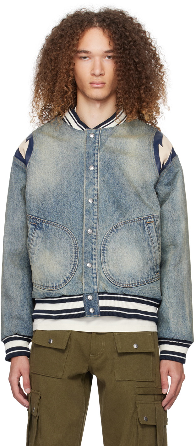 Rhude Blue Lightning Bomber Jacket Rhude