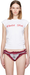 LAURA ANDRASCHKO White 'Chalet Slut' Baby T-shirt