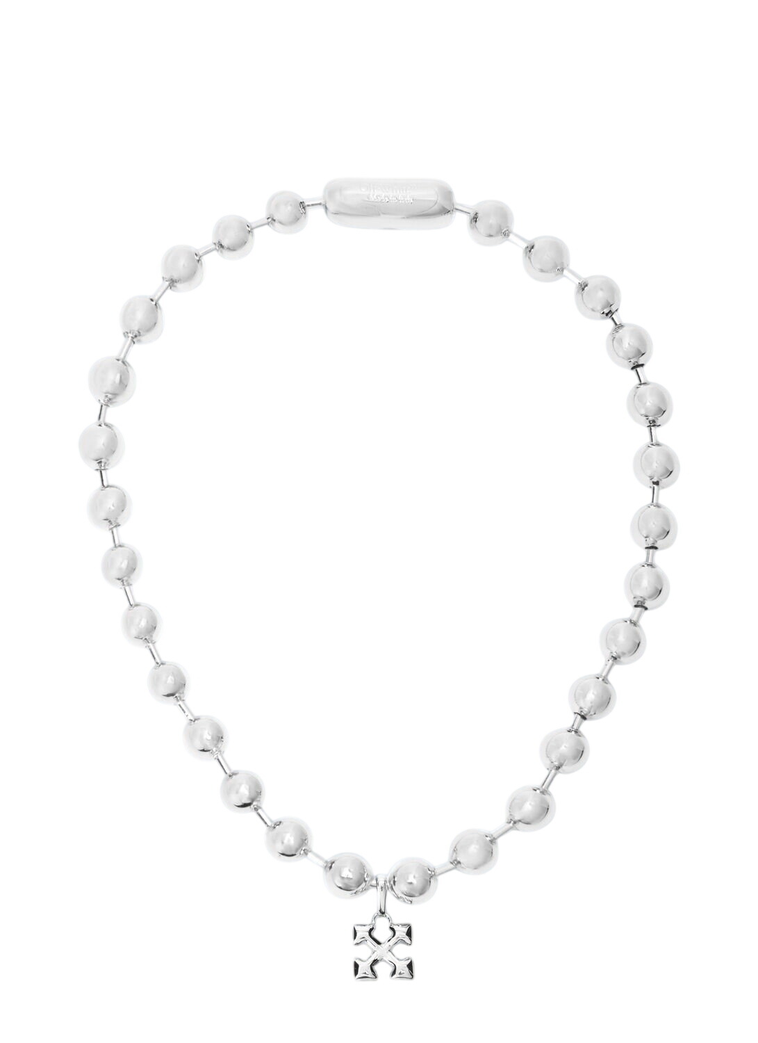 Off-White Silver Texture Paperclip Necklace Off-White