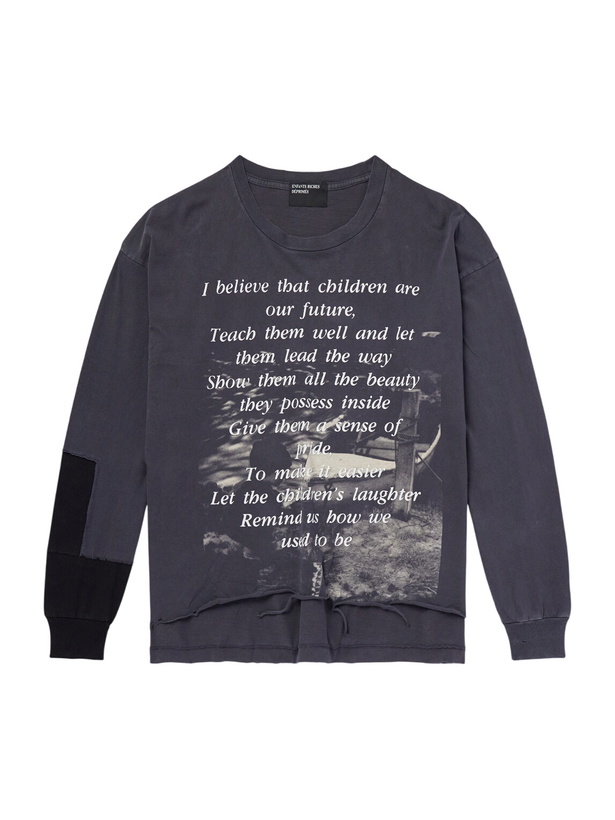 Photo: Enfants Riches Déprimés - The Greatest Love of All Distressed Printed Cotton-Jersey T-Shirt - Black