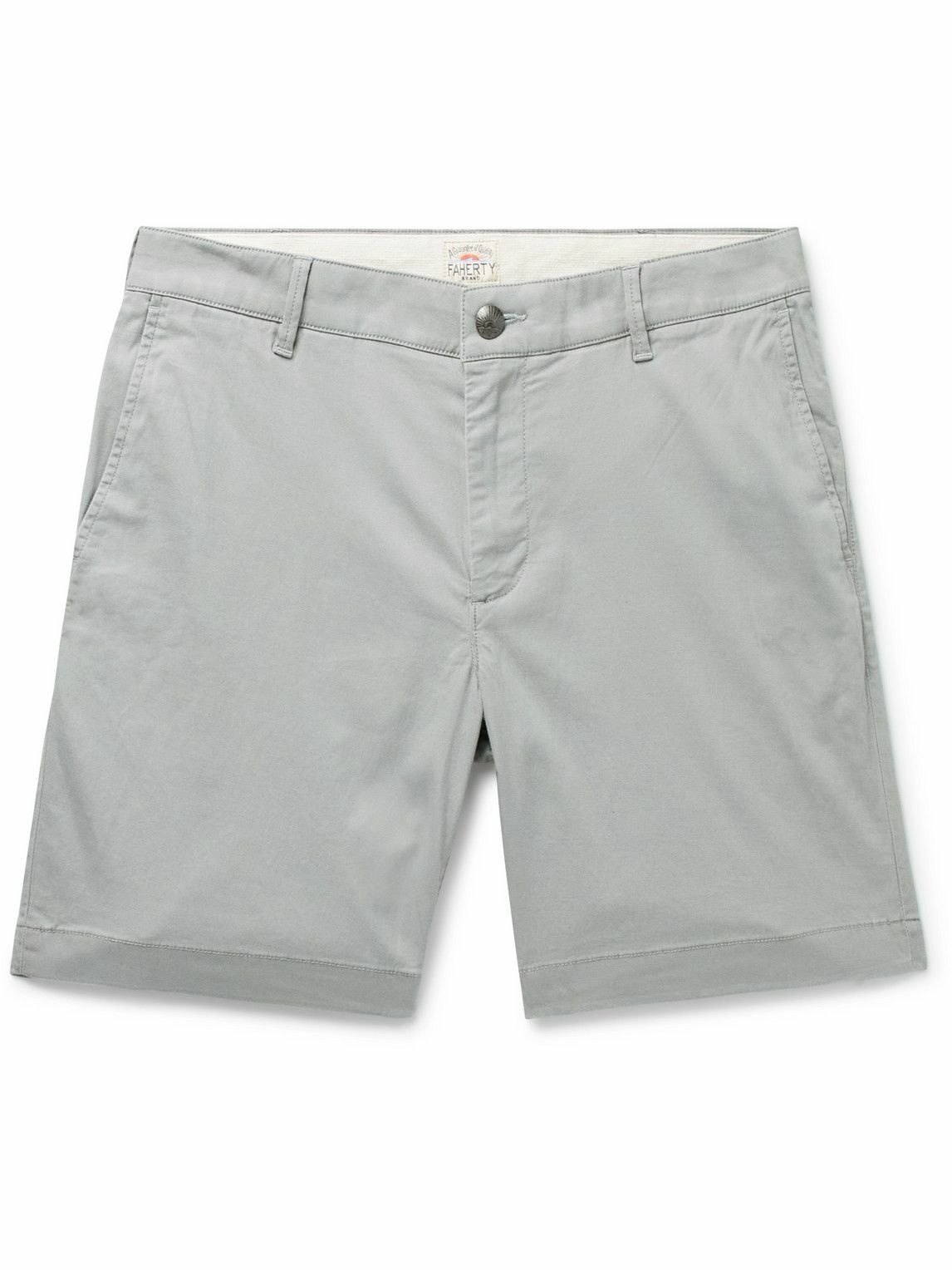 Photo: Faherty - Island Life Straight-Leg Organic Cotton-Blend Shorts - Gray