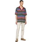 Missoni Red and Khaki Striped Short Sleeve Shirt