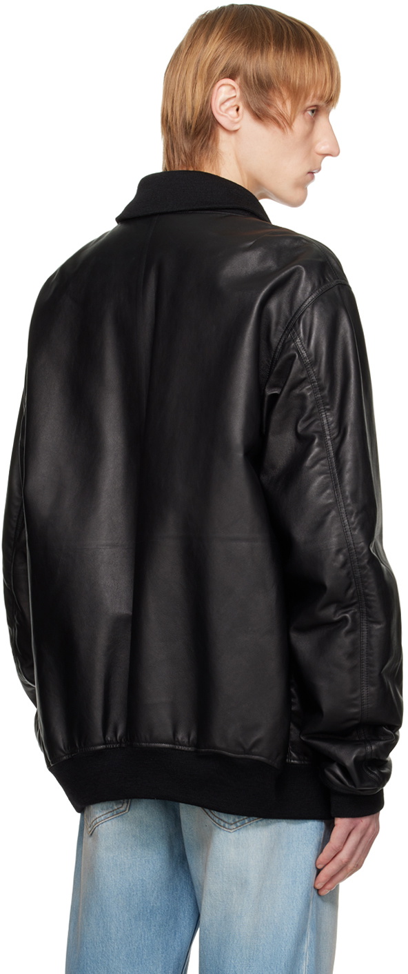 The Row Black Shawn Leather Bomber Jacket The Row
