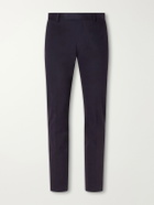Brioni - Tapered Brushed Cotton-Blend Gabardine Trousers - Blue