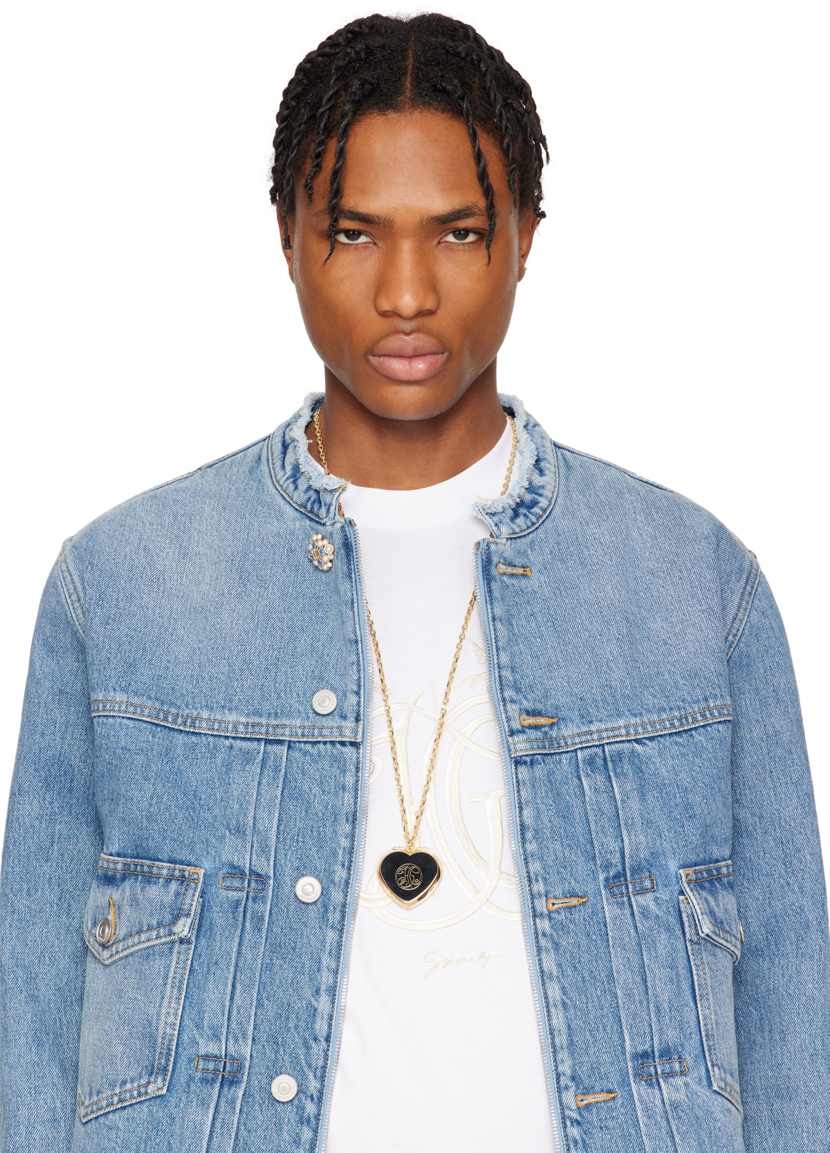 Givenchy Gold & Black Heart Mirror Necklace