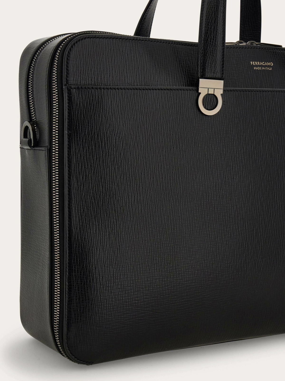 Ferragamo Mens Gancini briefcase in Black