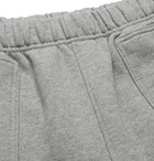 AMI PARIS - Logo-Embroidered Mélange Organic Fleece-Back Cotton-Jersey Shorts - Gray