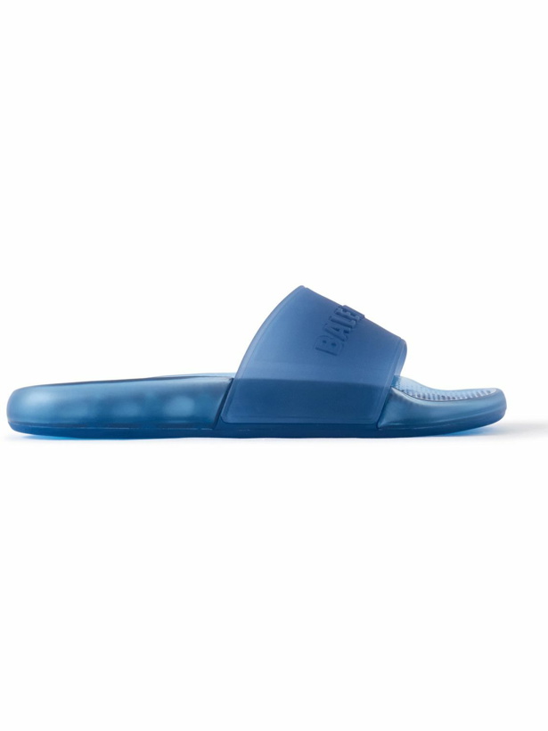 Photo: Balenciaga - Logo-Embossed Rubber Slides - Blue