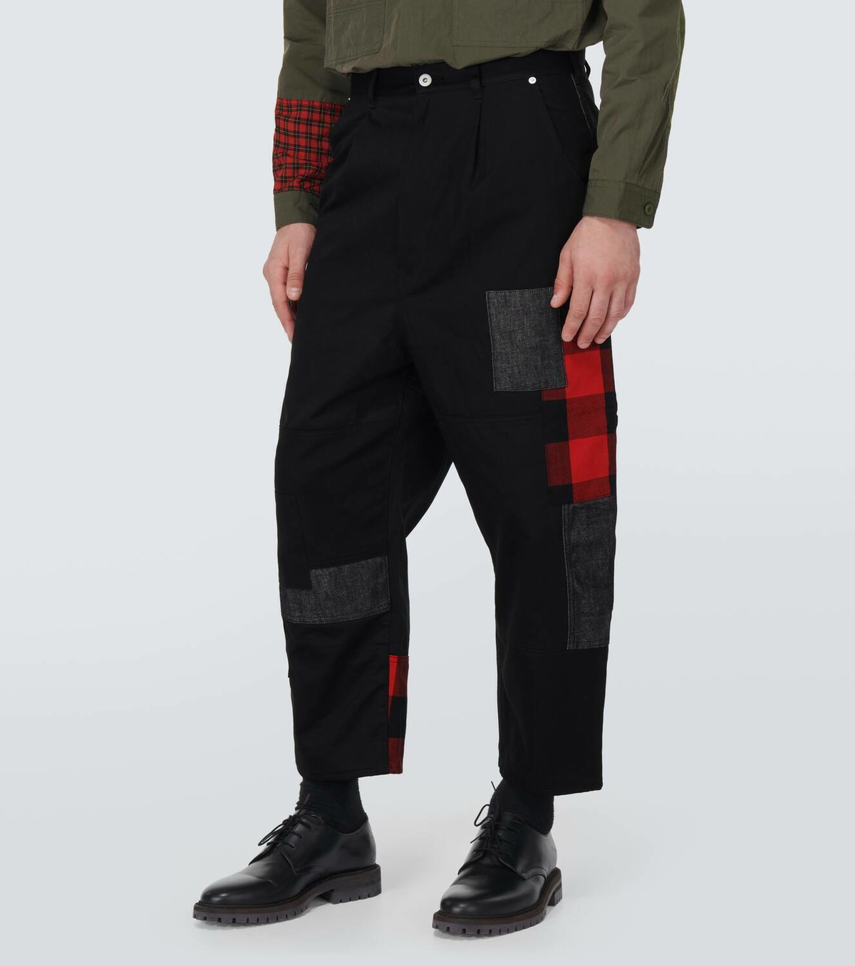 Comme des Garçons Homme Patchwork cotton cropped pants