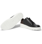 Fendi - Logo-Jacquard Leather Sneakers - Black