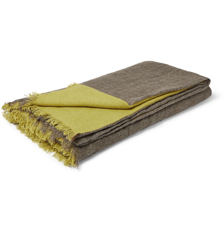 Photo: RD.LAB - Fringed Two-Tone Linen, Cashmere and Silk Blanket - Multi