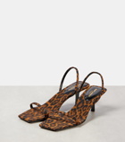 Saint Laurent Jaspe 55 leopard-print grosgrain sandals