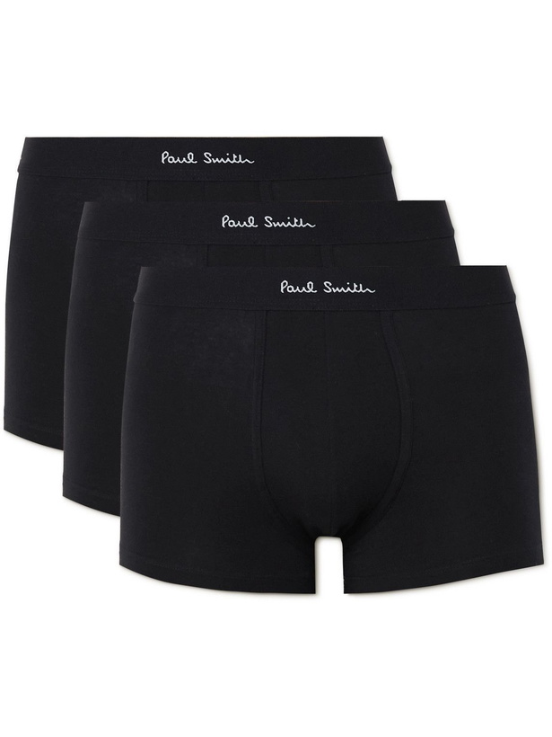 Photo: Paul Smith - Three-Pack Stretch-Cotton Boxer Briefs - Black