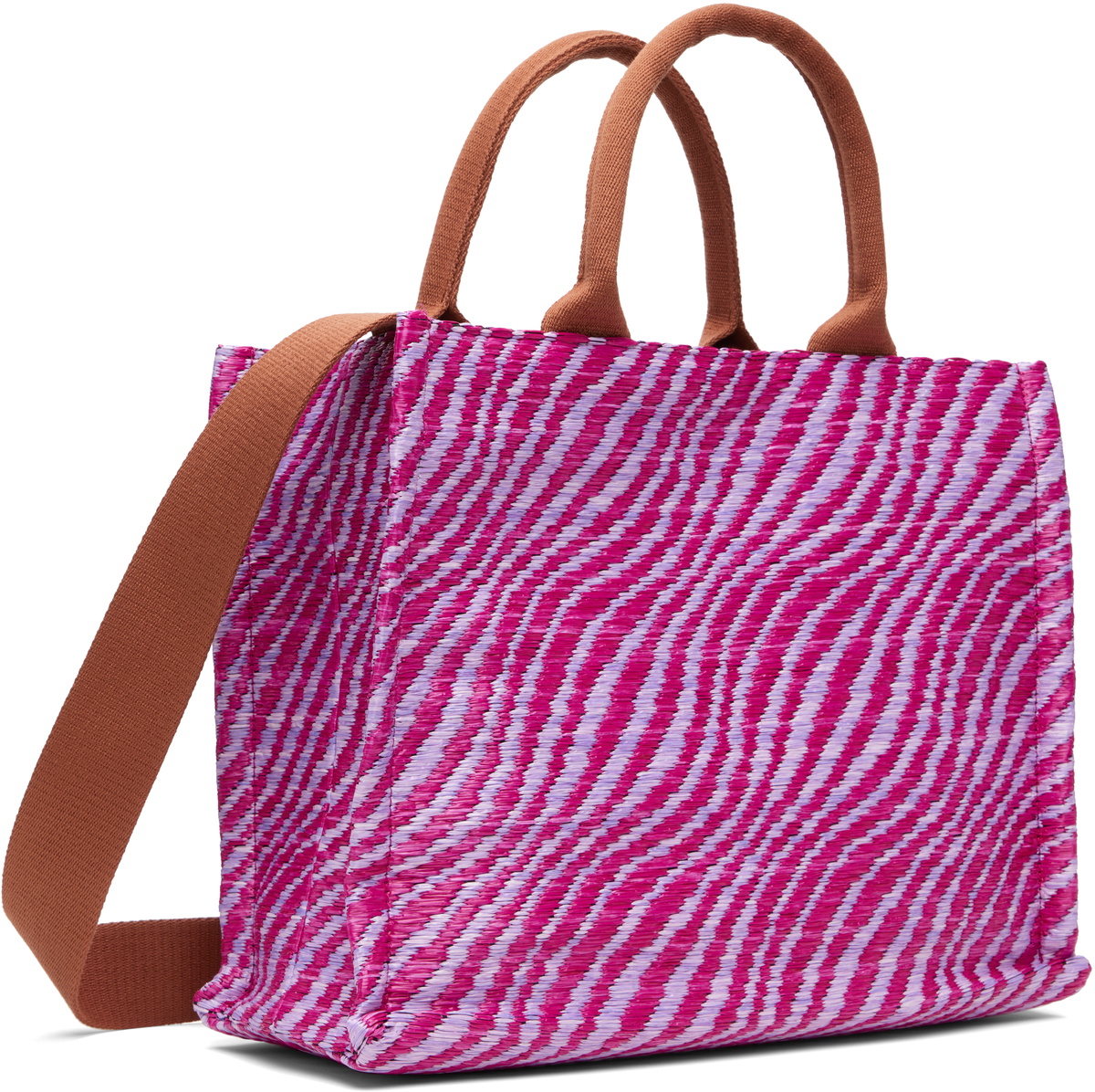 Marni Pink Raffia-Effect Small Tote