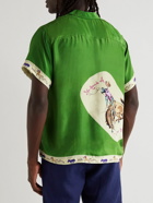 BODE - Round Up Camp-Collar Printed Silk-Twill Shirt - Green