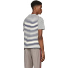 JW Anderson Navy and Off-White Panelled Breton Stripe T-Shirt