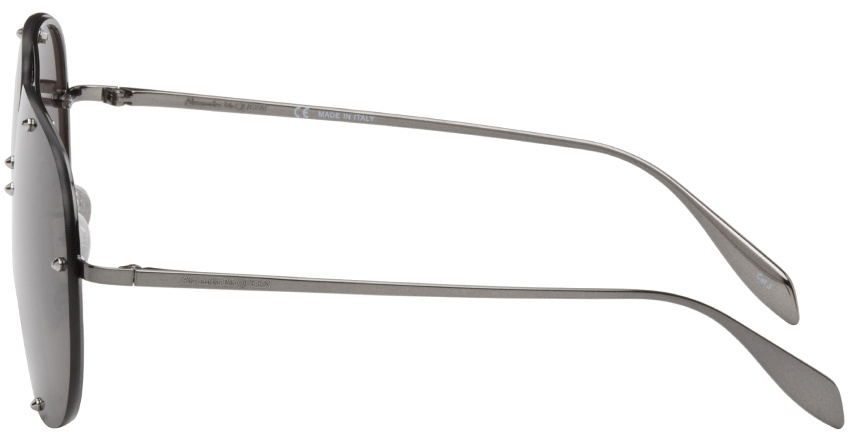 Alexander McQueen Gunmetal Aviator Sunglasses