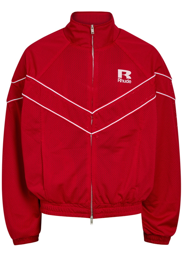 Photo: Rhude Pipe-trimmed Mesh Track Jacket Red