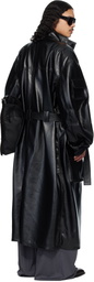 LU'U DAN Black Ram Cargo Faux-Leather Trench Coat