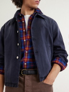mfpen - Union Cropped Garment-Dyed Organic Denim Jacket - Blue