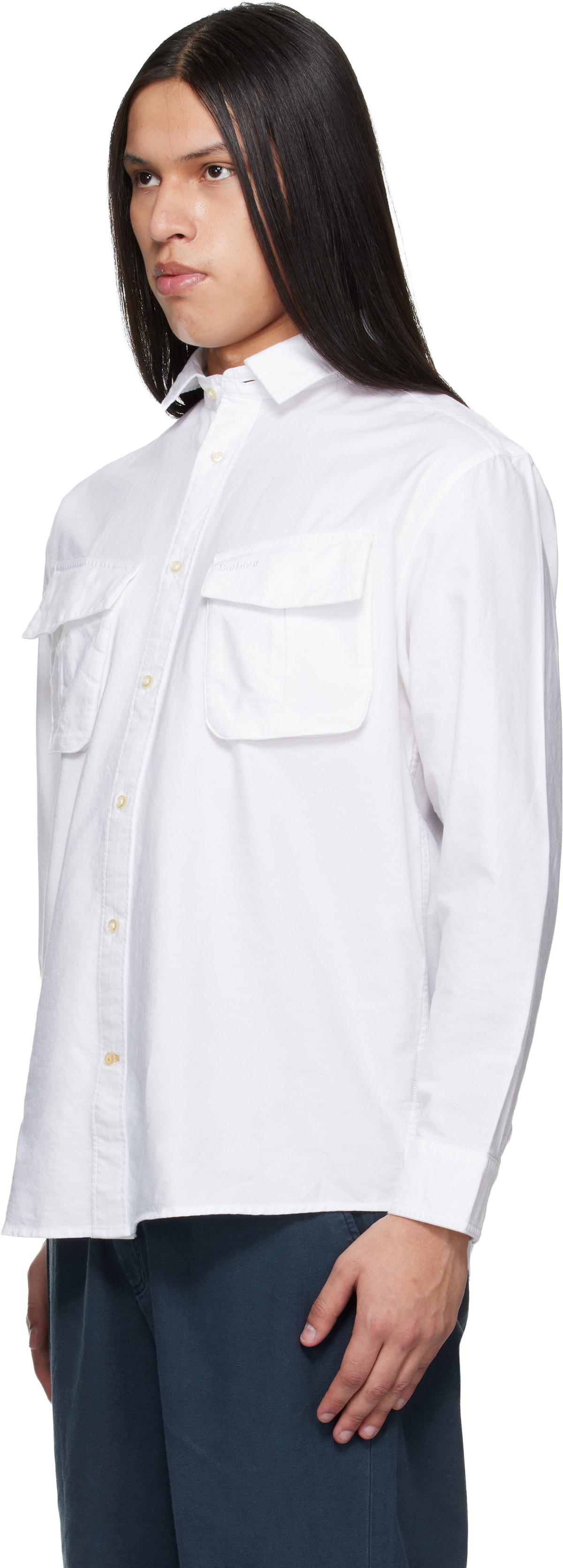 Barbour White Arnham Oversized Oxford Jungle Shirt