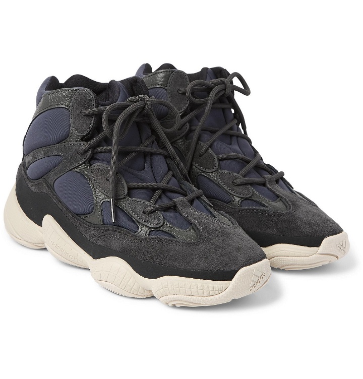 Photo: adidas Originals - Yeezy High 500 Neoprene, Suede and Leather High-Top Sneakers - Gray