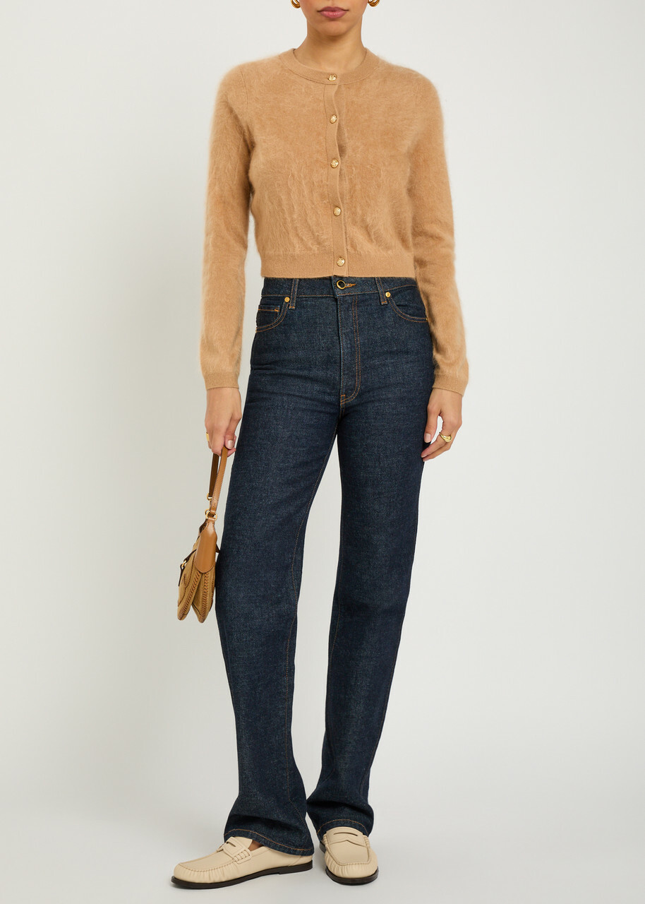 Alice + Olivia Dollie Brushed Cashmere-blend Cardigan Light Brown